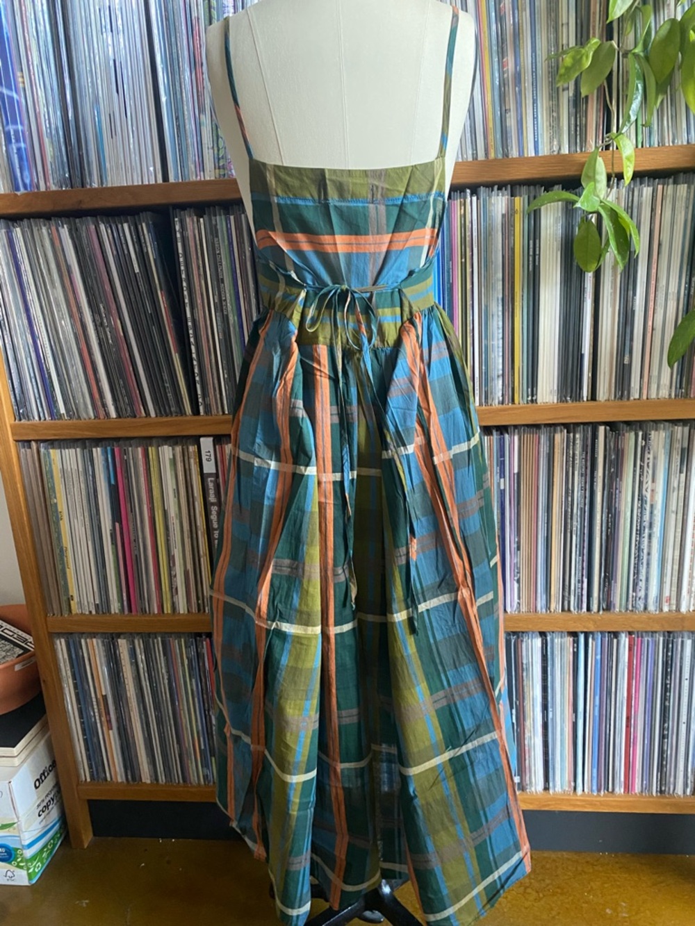 GUC OLIVE CLOTHING- Plaid Strappy Maxi Dress in Teal, Olive & Coral - OS - Picture 2 of 5